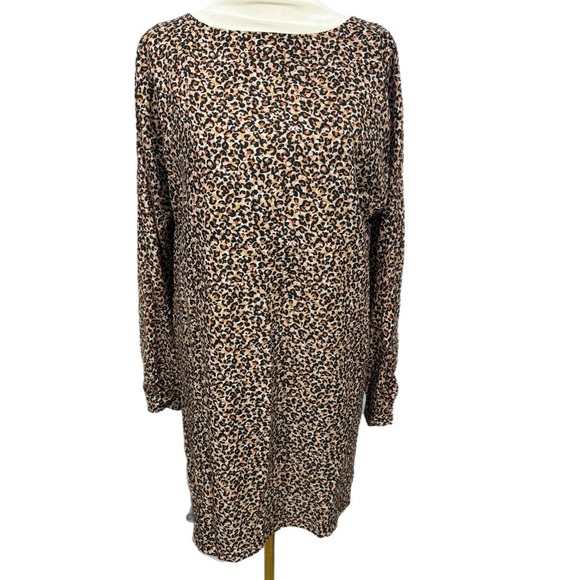 LOFT Animal Print Long Sleeve Shift Dress Womens Sz XS/S Mini - Picture 3 of 11
